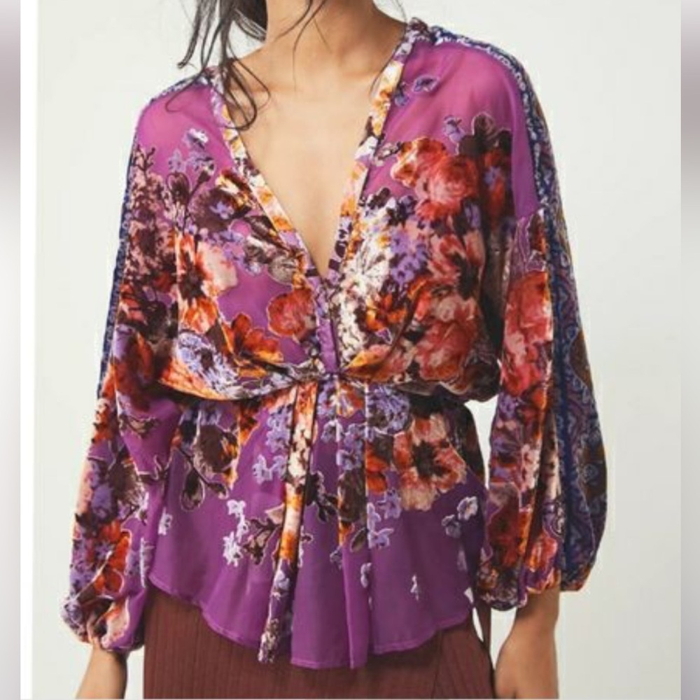 Free People Bonnie Burnout Top Size S